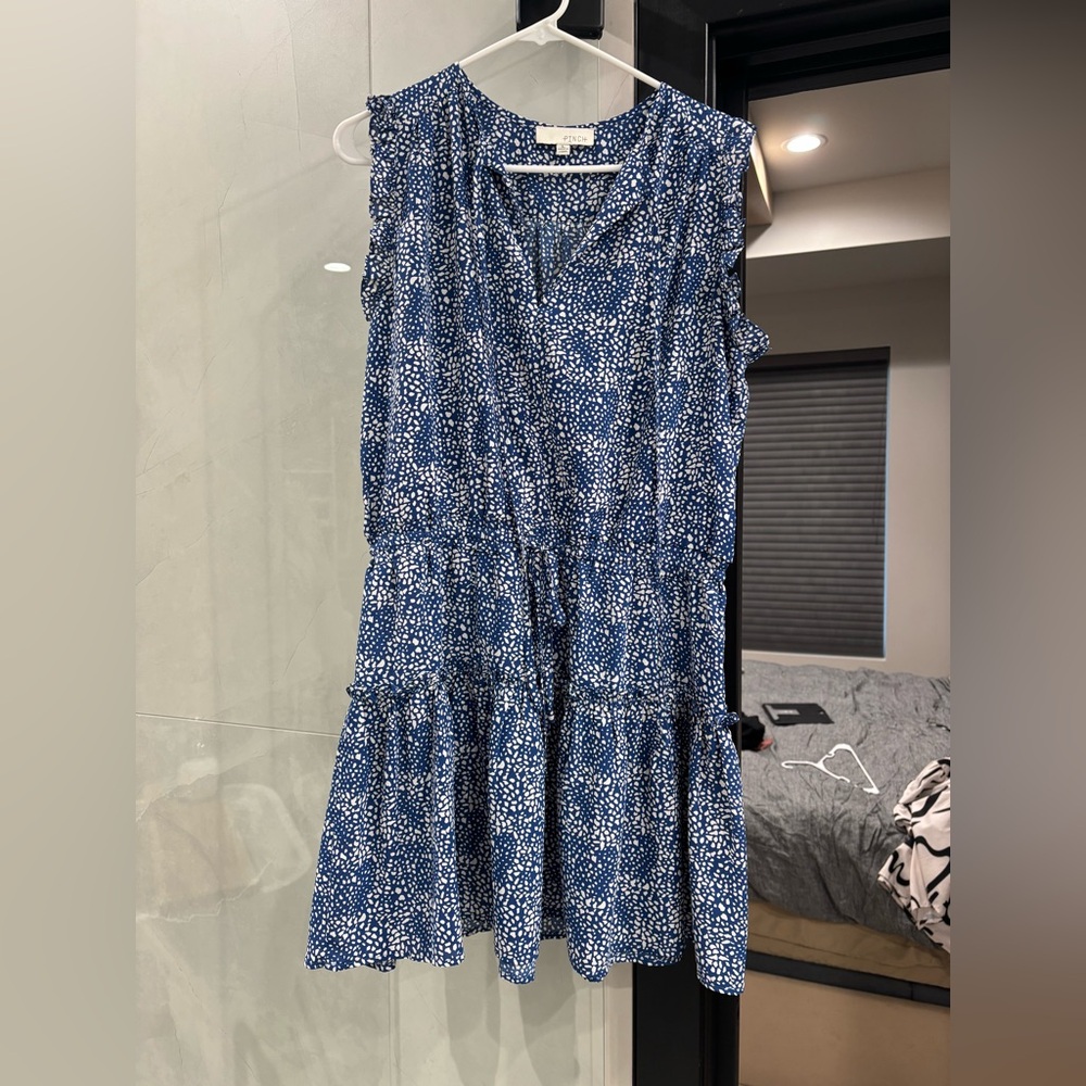 Pinch Blue & White Sleeveless Tiered Summer Dress